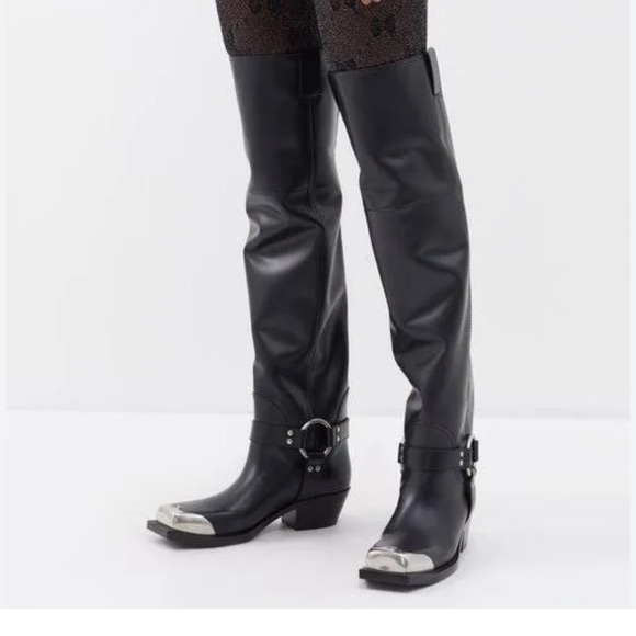 Gucci Shoes - Gucci NIB NWT black 37.5 black Nero opal over the knee equestrian Moto boot